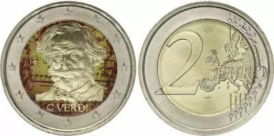 Italie 2 Euros - Verdi - Coloris�e - 2013