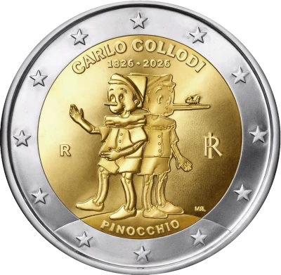 Italie 2 Euros Comm�mo. BE 2026 - 200�me anniversaire de la naissance de Carlo Collodi ? Pinocchio