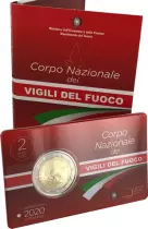 Italie 2 Euros Comm&eacute;mo. BU ITALIE 2020 - 80 ans du Corps des Sapeurs Pompiers