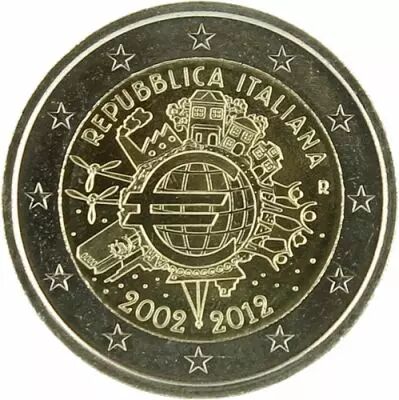 Italie 2 Euros Comm�mo. ITALIE 2012 - 10 ans de l\'Euro