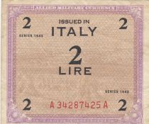 Italie 2 Lire 1943 - Violet et marron - Série A34287425A