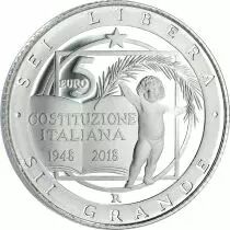 Italie 5 Euros Argent Couleur ITALIE 2018 BE - 70 ans Constitution Italienne