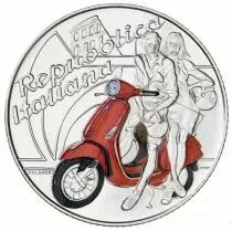 Italie 5 Euros Argent Couleur ITALIE 2019 - Vespa rouge - Excellence italienne
