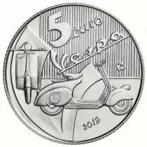 Italie 5 Euros Argent Couleur ITALIE 2019 - Vespa rouge - Excellence italienne