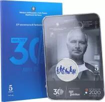 Italie 5 Euros Argent Couleur ITALIE 2020 -  30 ans de la Fondation T&eacute;l&eacute;thon