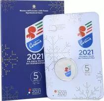 Italie 5 Euros Argent Couleur ITALIE 2021 -  Championnat du ski alpin Cortina