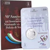 Italie 5 Euros Argent ITALIE 2018 -  50 ans de l\'asso de la Police d\'etat
