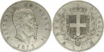 Italie 5 Lire, Victor Emmanuel II - Armoiries - 1873 M BN