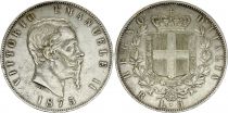 Italie 5 Lire, Victor Emmanuel II - Armoiries - 1875 R