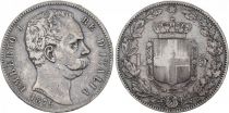 Italie 5 Lire Umberto I - Armoiries - 1879 R Rome