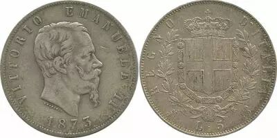 Italie 5 Lire Victor Emmanuel II - 1873