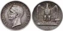 Italie 5 Lire Vittorio Emanuele III - 1927 R Rome - Argent