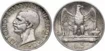 Italie 5 Lire Vittorio Emanuele III - 1927 R Rome - Argent