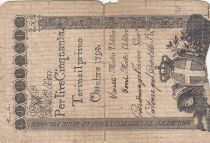 Italie 50 Lire Régie Finanze-Torino - Armoiries 1794 n°66811