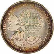 Italie 500 ans de la D&eacute;couverte de l\'Am&eacute;rique 1492 - 1992 - Christophe Colomb - Argent