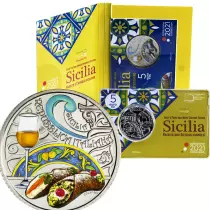 Italie Cannoli et Passito - Sicile - 5 Euros Argent Couleur ITALIE 2021 - Excellence italienne