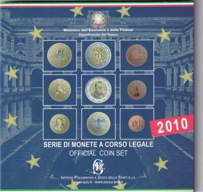Italie Coffret BU Euro - 1 centime � 2 euros + 2 euros comm�moratives - 2010