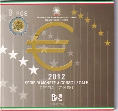 Italie Coffret BU Euro - 1 centime � 2 euros + 2 euros comm�moratives - 2012