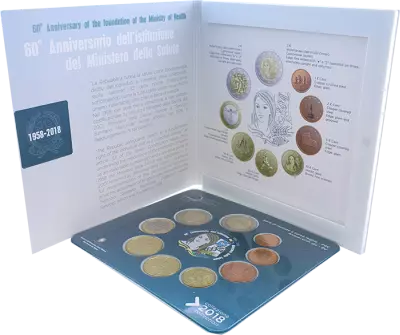 Italie Coffret BU Euro 2018 - Minist�re de la Sant� (dont 2 Euros Comm�mo)