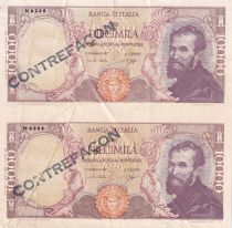 Italie Planche de 2 faux 10000 lire - Michelange - 1962 - P.97x