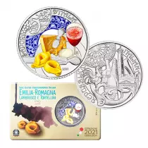 Italie Tortellini et Lambrusco - Emilie Romagne - 5 Euros Argent Couleur ITALIE 2021 - Excellence italienne
