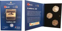 Italie Triptique incluant  3 x 5 Euro Olivetti Lettera 22 Colorisées- en folder - Argent