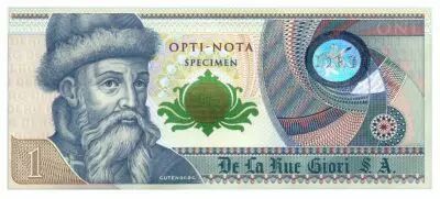 Italien 1, Test Note - De la Rue Giori - Gutenberg Uniface