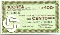 Italien 100 Lire ICCREA - El Mio Hobby - Mestre - 1977 - UNC