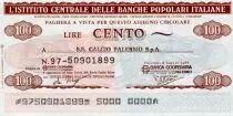 Italien 100 Lire Istituto Centrale Delle Banche Popolari Italiane - 1977 - Palermo - UNC