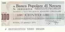 Italien 100 Lires Banca Popolare di Novara - 13-01-1977 - UNC