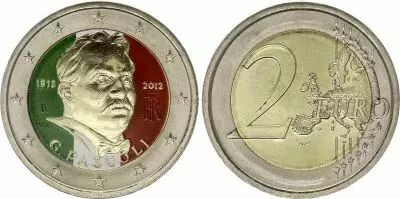 Italien 2 Euros - Giovanni Pascoli - Colorised - 2012