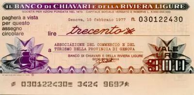 Italien 300 Lire Banco di Chiavari e della Riviera Ligure - 1977 - Genova - UNC