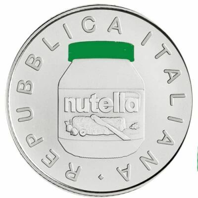 Italien Nutella - Green version - 5 Euros Silver Colour ITALY 2021 - Italian Excellence