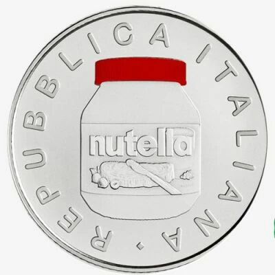 Italien Nutella - Red version - 5 Euros Silver Colour ITALY 2021 - Italian Excellence