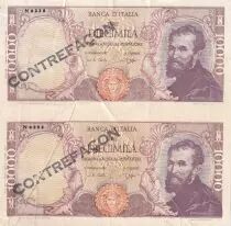 Italien Sheet of 2 false 10000 lire - Michelange - 1962 - P.97x