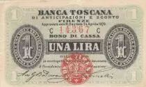 Italy 1 Lira, Banca Toscana - S&eacute;rie CC - 1870 - XF