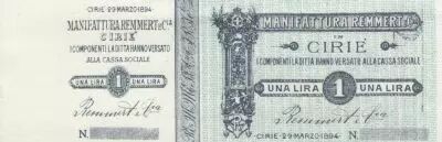 Italy 1 Lira, Manufactures Ciri� - 1894 - Notgelt - without number