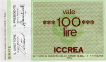 Italy 100 Lire ICCREA - 1977 - Roma - to Confesercenti della Provincia di Forli - UNC