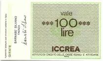Italy 100 Lire ICCREA - Barnabe Silvano - 1977 - UNC