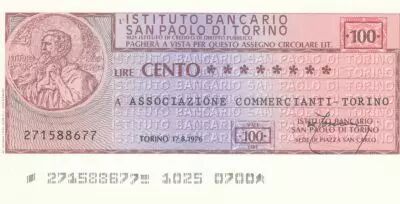 Italy 100 Lires  lIstituto Bancario San Paolo di Torino - 1976 - Turin - UNC