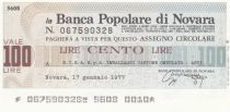 Italy 100 Lires Banca Popolare di Novara - 17-01-1977 - UNC