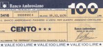 Italy 100 Lires Banco Ambrosiano - 16-12-1976 - UNC