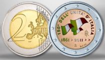 Italy 2 Euro 150 years of Italian Unification, colorised