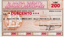 Italy 200 Lire Banca Credito Agrario Bresciano - 1976 - Brescia - UNC