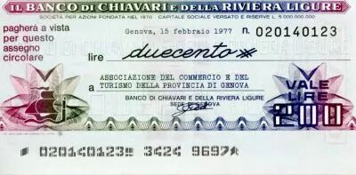 Italy 200 Lire Banco di Chiavari e della Riviera Ligure - 1977 - Genova - UNC