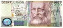 Italy 2000 Le Mont, Test Note - De la Rue Giori - Leonard da Vinci - 2000