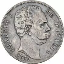 Italy 5 Lire Umberto I - Arms - 1879 R Rome