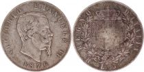 Italy 5 Lire Victor Emmanuel II - 1876 R Roma - Silver