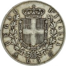 Italy 5 Lire Vittorio Emanuele II - 1861-1878 - Silver