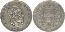 Italy 5 Lire Vittorio Emanuele II - 1873 M BN - Milan - Silver - KM.8.3